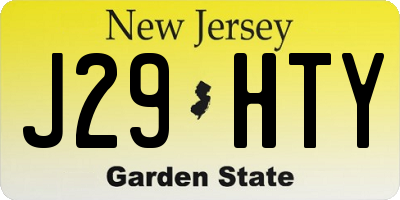 NJ license plate J29HTY
