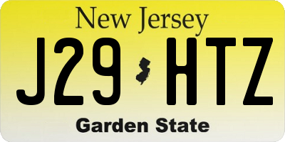 NJ license plate J29HTZ