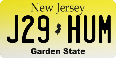 NJ license plate J29HUM