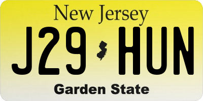 NJ license plate J29HUN