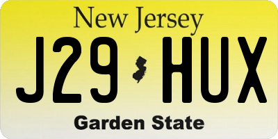 NJ license plate J29HUX