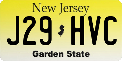 NJ license plate J29HVC