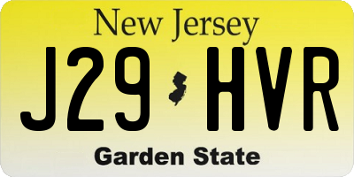 NJ license plate J29HVR
