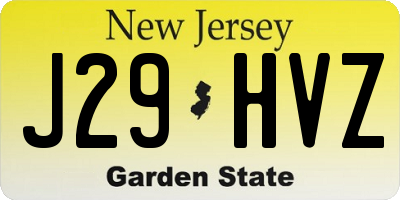 NJ license plate J29HVZ