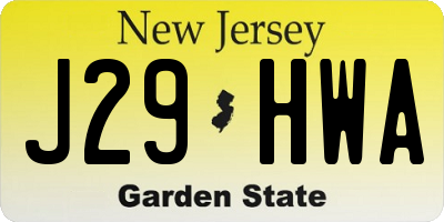 NJ license plate J29HWA