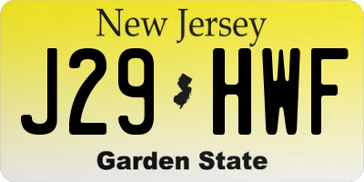 NJ license plate J29HWF