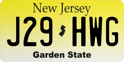 NJ license plate J29HWG