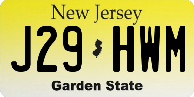 NJ license plate J29HWM