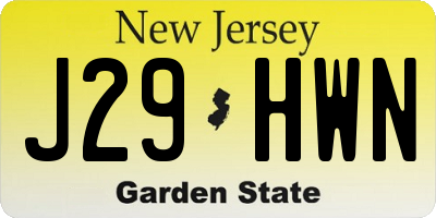 NJ license plate J29HWN