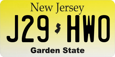 NJ license plate J29HWO