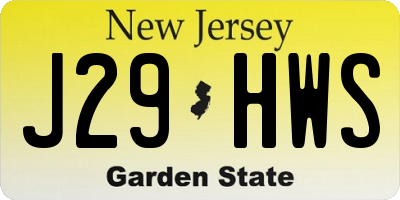 NJ license plate J29HWS
