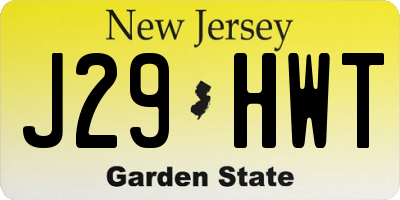 NJ license plate J29HWT