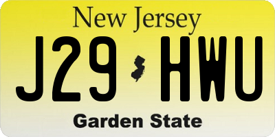 NJ license plate J29HWU