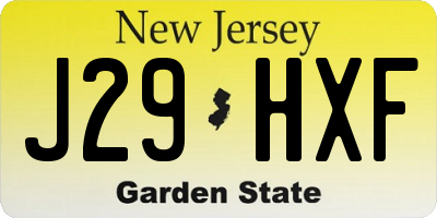 NJ license plate J29HXF