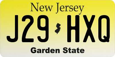 NJ license plate J29HXQ
