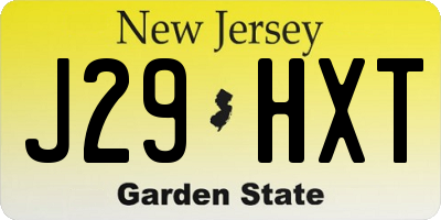 NJ license plate J29HXT