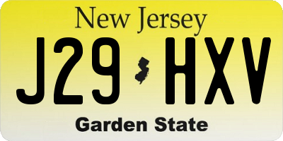 NJ license plate J29HXV
