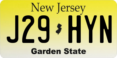 NJ license plate J29HYN