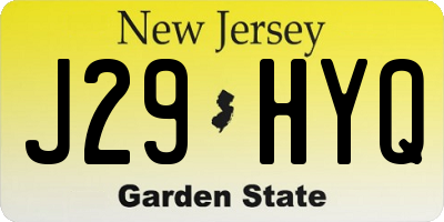 NJ license plate J29HYQ