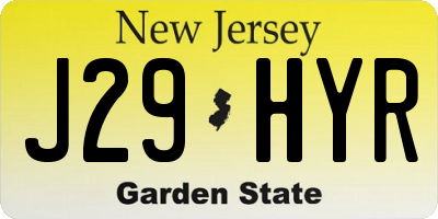 NJ license plate J29HYR
