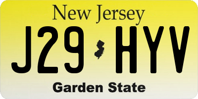 NJ license plate J29HYV