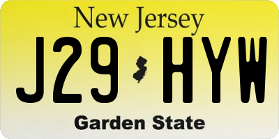 NJ license plate J29HYW