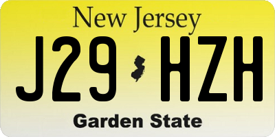 NJ license plate J29HZH