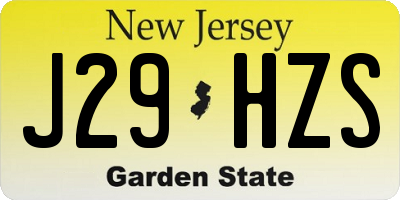 NJ license plate J29HZS
