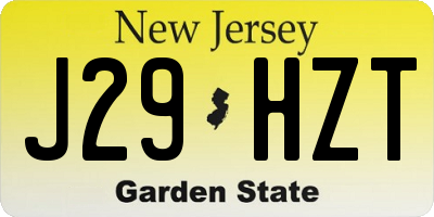 NJ license plate J29HZT