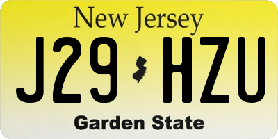 NJ license plate J29HZU