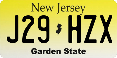 NJ license plate J29HZX