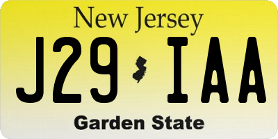 NJ license plate J29IAA
