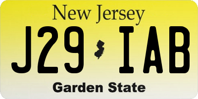 NJ license plate J29IAB