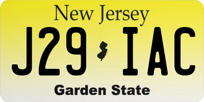NJ license plate J29IAC