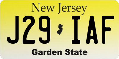 NJ license plate J29IAF