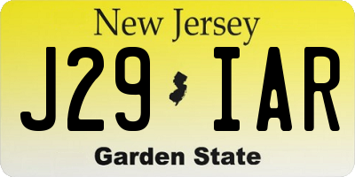 NJ license plate J29IAR