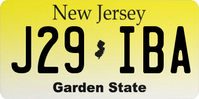 NJ license plate J29IBA