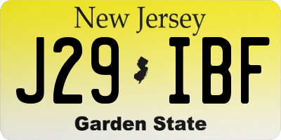 NJ license plate J29IBF