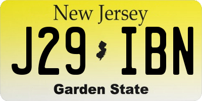 NJ license plate J29IBN