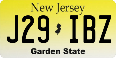 NJ license plate J29IBZ