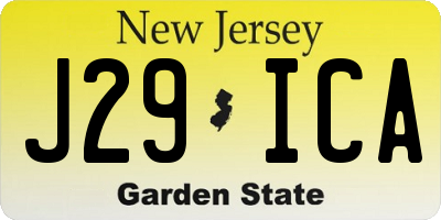 NJ license plate J29ICA