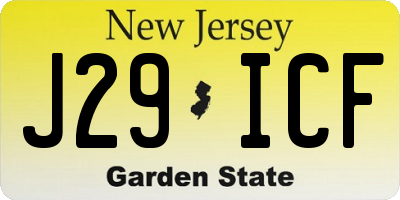 NJ license plate J29ICF