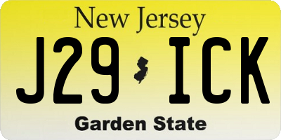 NJ license plate J29ICK