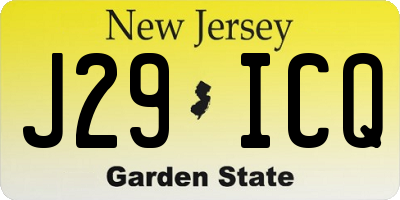 NJ license plate J29ICQ