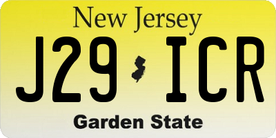 NJ license plate J29ICR