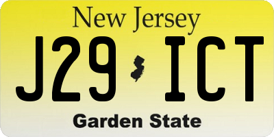 NJ license plate J29ICT