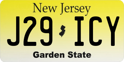 NJ license plate J29ICY