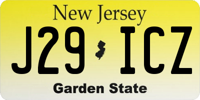 NJ license plate J29ICZ