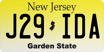 NJ license plate J29IDA
