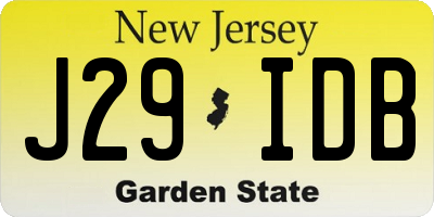 NJ license plate J29IDB